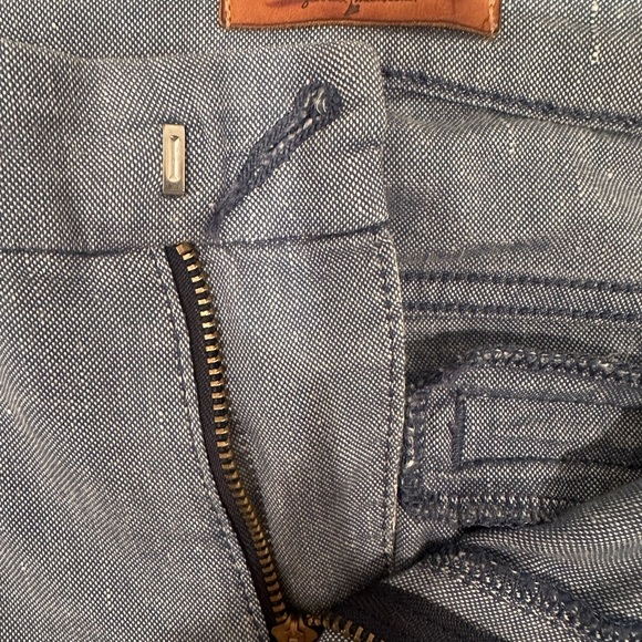 7 For All Mankind Linen Blend Blue Chinos With Elastic Cuff Ankles Sz 26 - Picture 3 of 7